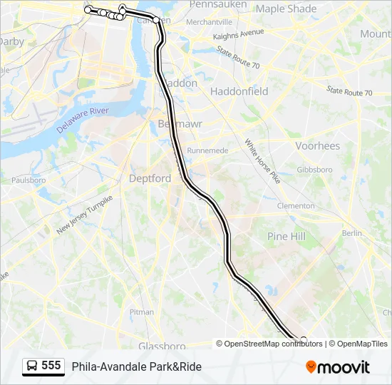 555 Bus Line Map