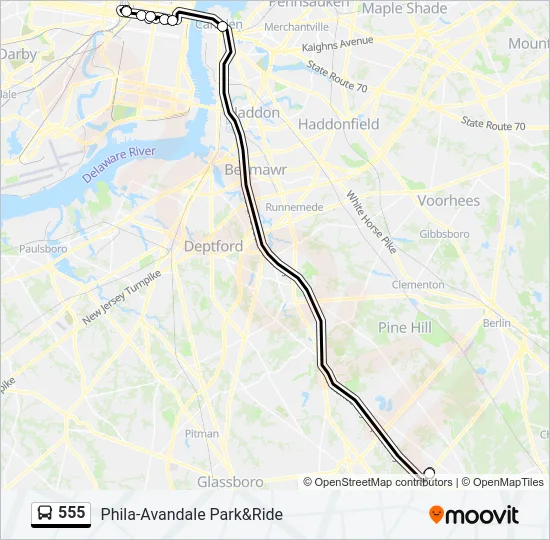 555 Bus Line Map