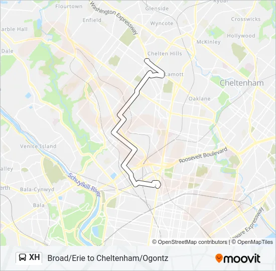 XH Bus Line Map