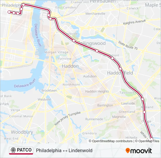PATCO Metro Line Map
