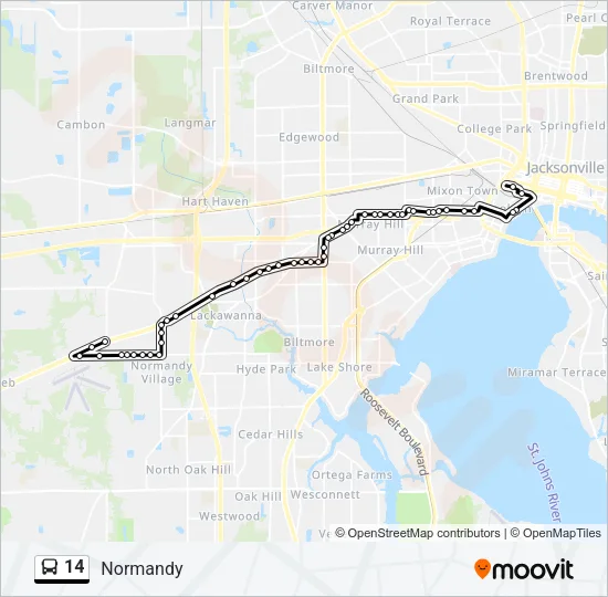 14 Bus Line Map