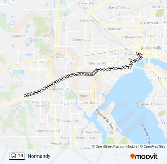 14 Bus Line Map