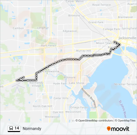 14 Bus Line Map