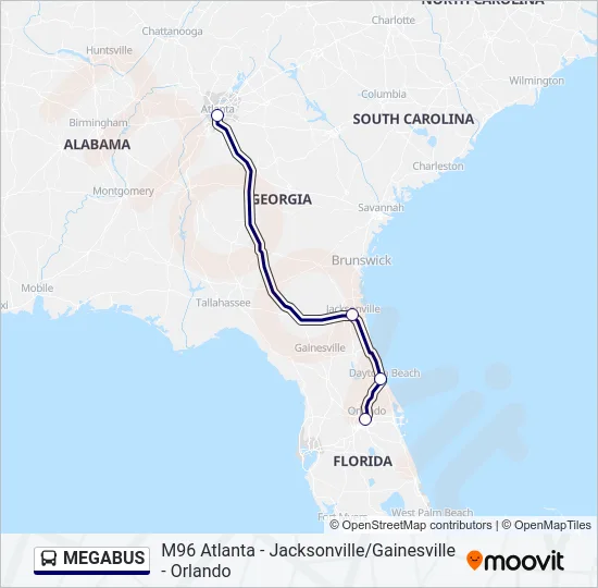 MEGABUS Bus Line Map
