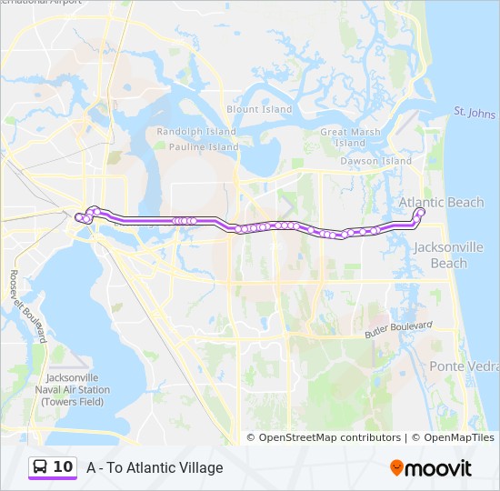 Jta Bus Route Map 10 Route: Schedules, Stops & Maps - A - To Atlantic Village (Updated)
