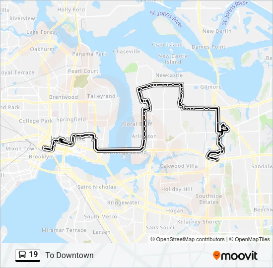 19 Bus Line Map