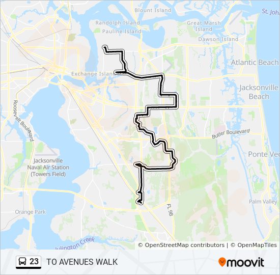 Jta Bus Route Map 23 Route: Schedules, Stops & Maps - To Arlington/Merrill Rd. (Updated)
