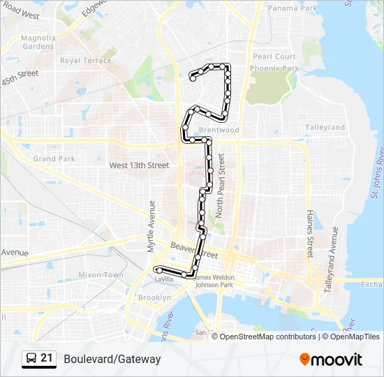 21 Bus Line Map