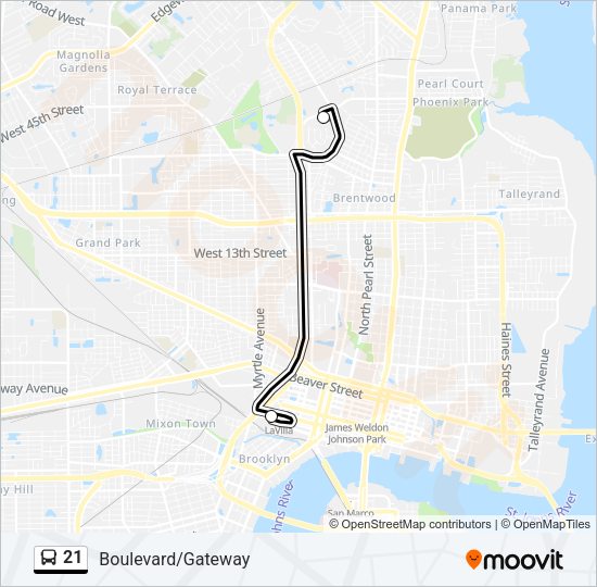 21 Bus Line Map