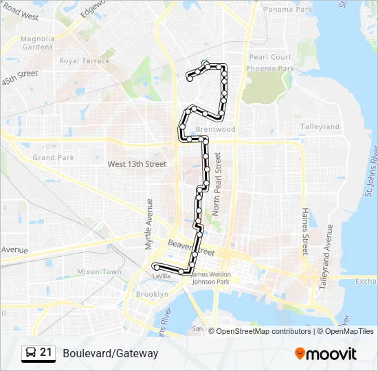 21 Bus Line Map