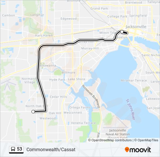 53 bus Line Map