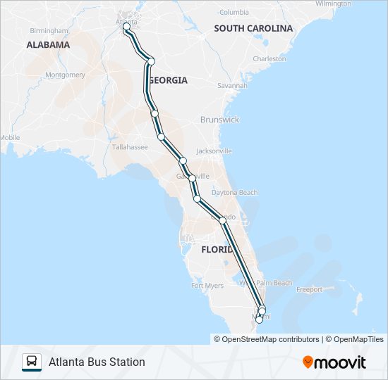 Mapa de GREYHOUND US0630 de autobús