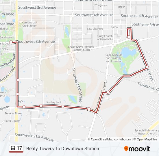 17 bus Line Map