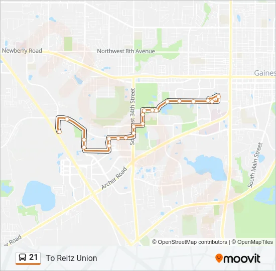 21 Bus Line Map