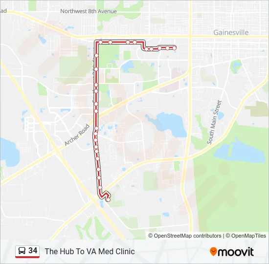 34 Bus Line Map