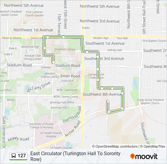 127 bus Line Map