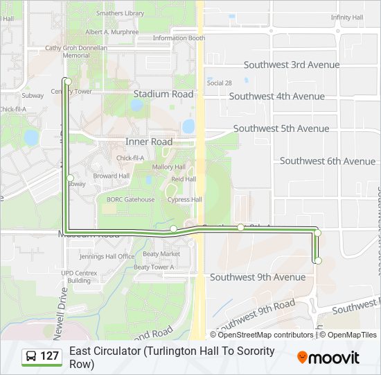 127 bus Line Map