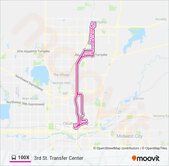 100X Bus Line Map