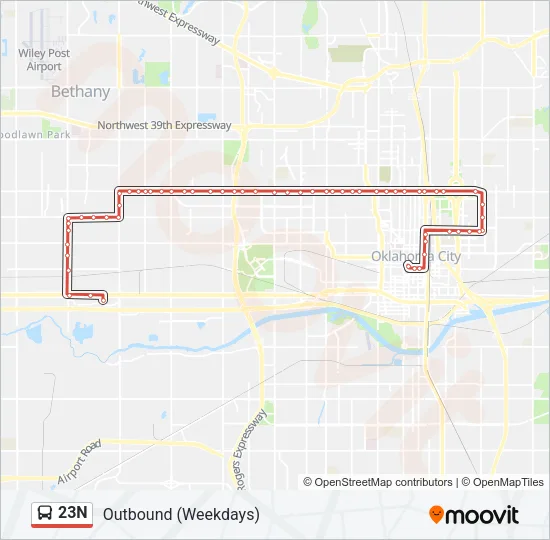 23N Bus Line Map