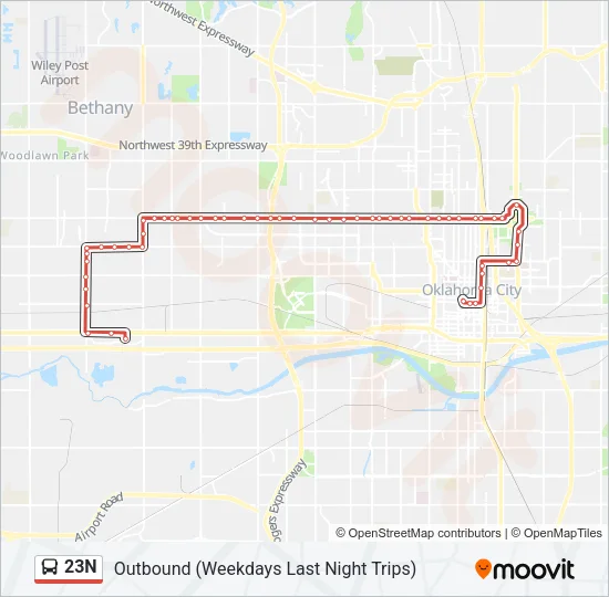 23N Bus Line Map