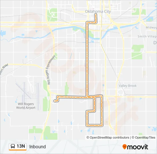 13N Bus Line Map