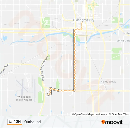 13N Bus Line Map