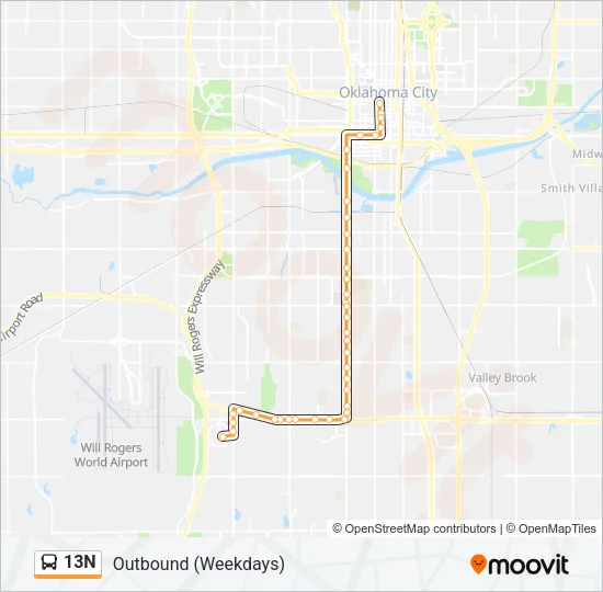 13N Bus Line Map