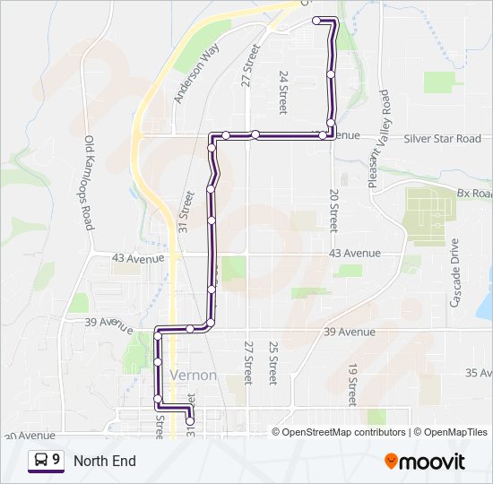 Plan de la ligne 9 de bus