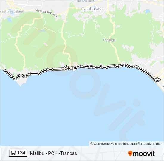 134 Bus Line Map