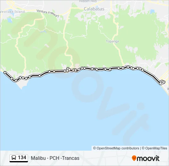 134 Bus Line Map