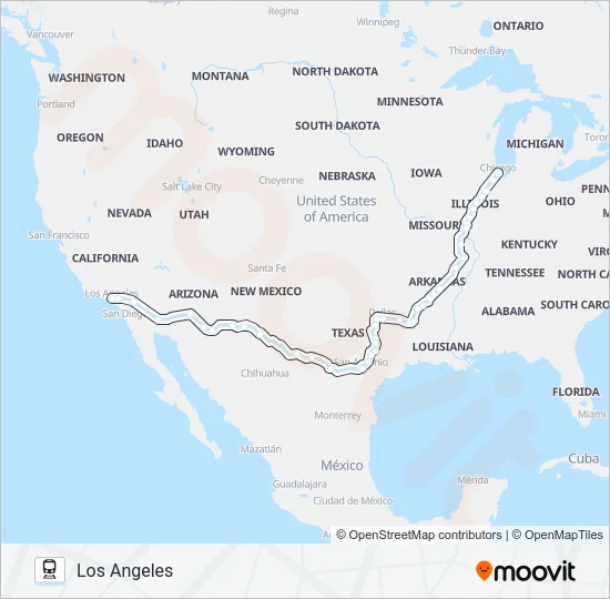 TEXAS EAGLE Train Line Map