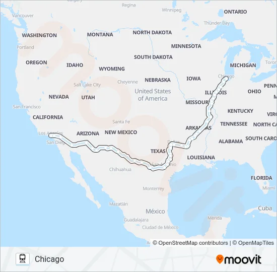 TEXAS EAGLE Train Line Map