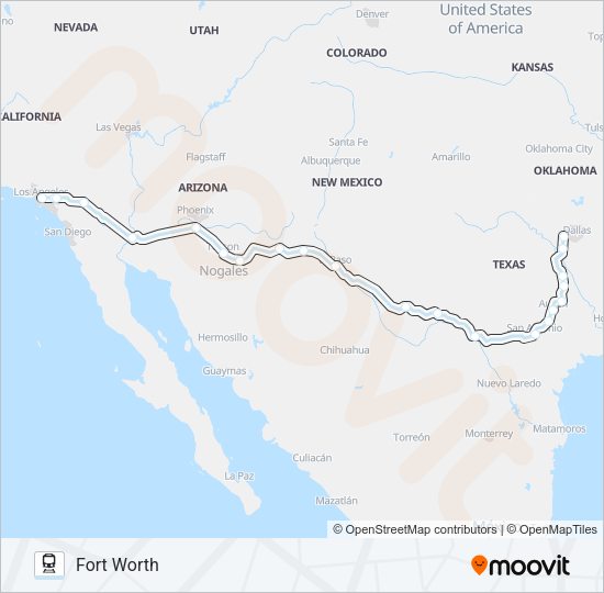 TEXAS EAGLE Train Line Map