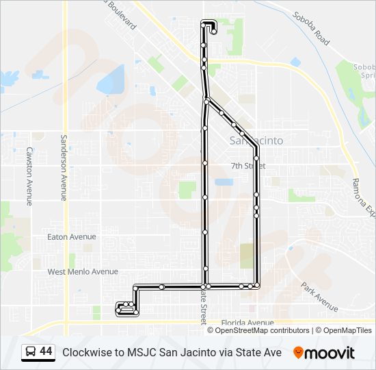 44 bus Line Map