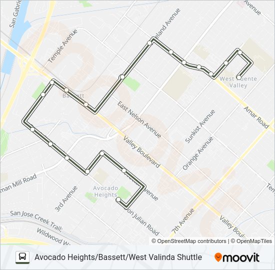 AVOCADO HEIGHTS/BASSETT/WEST VALINDA SHUTTLE Bus Line Map