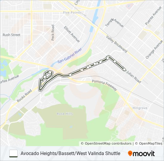 AVOCADO HEIGHTS/BASSETT/WEST VALINDA SHUTTLE bus Line Map