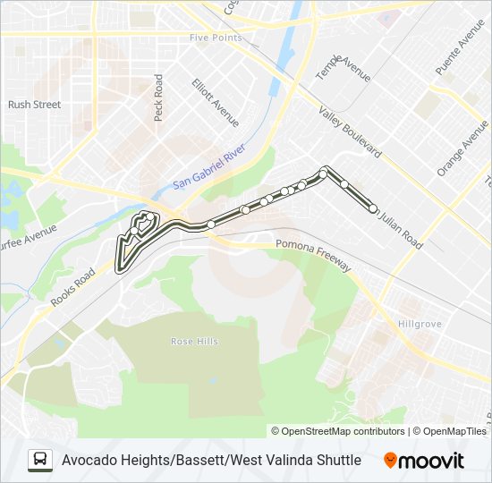 AVOCADO HEIGHTS/BASSETT/WEST VALINDA SHUTTLE Bus Line Map
