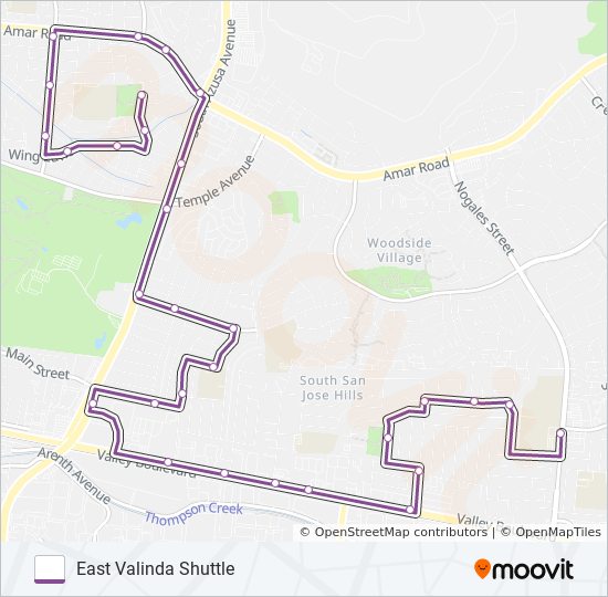 EAST VALINDA SHUTTLE bus Line Map
