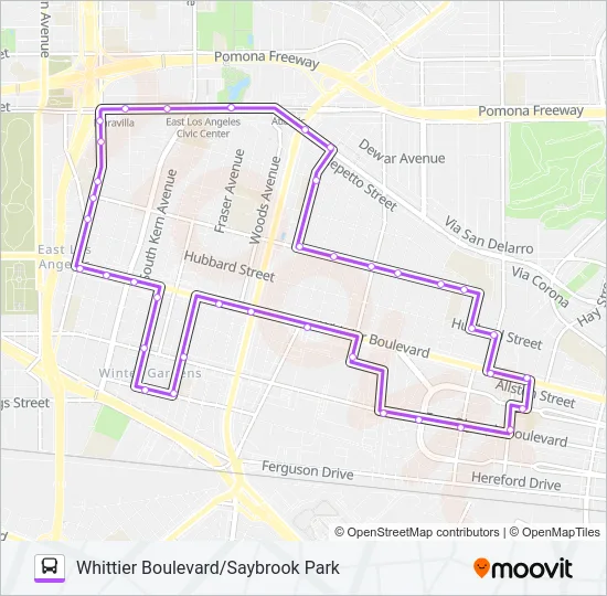 WHITTIER BOULEVARD/SAYBROOK PARK Bus Line Map