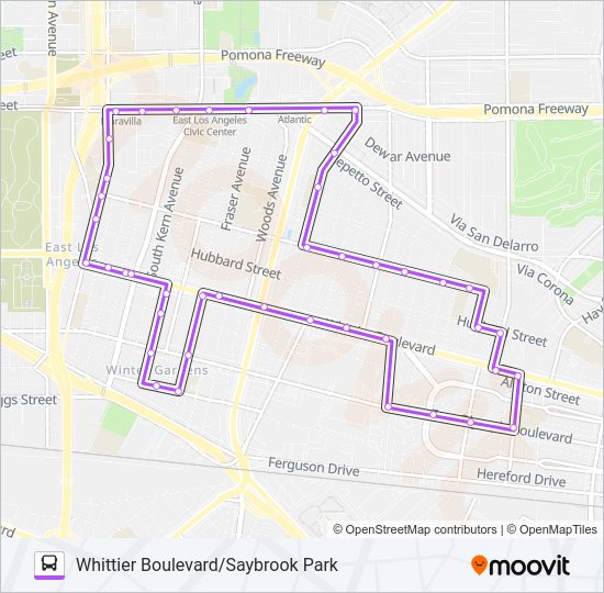 WHITTIER BOULEVARD/SAYBROOK PARK Bus Line Map