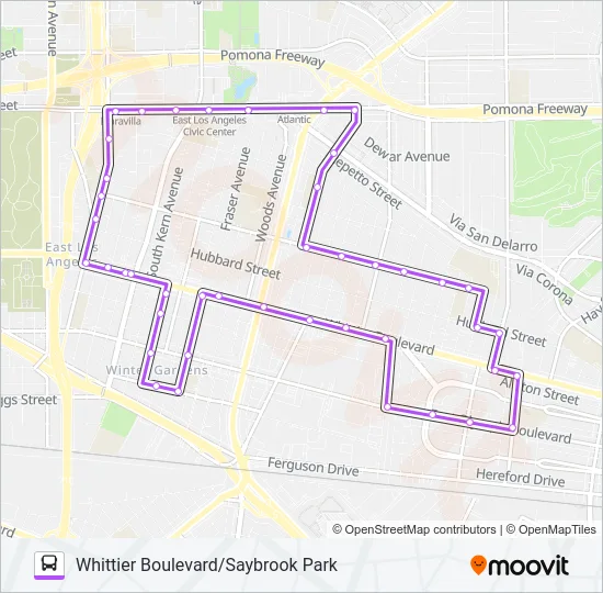 WHITTIER BOULEVARD/SAYBROOK PARK Bus Line Map