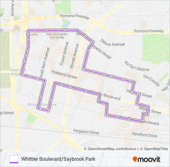 Mapa de WHITTIER BOULEVARD/SAYBROOK PARK de autobús