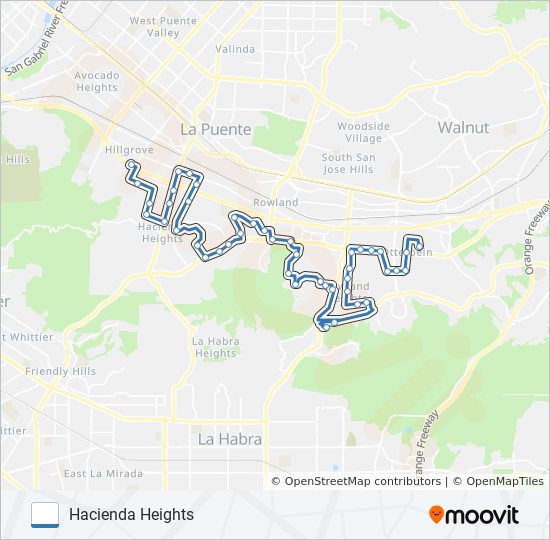 Mapa de HEIGHTS HOPPER SHUTTLE de autobús