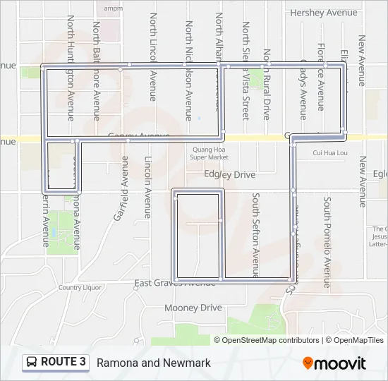 ROUTE 3 Bus Line Map