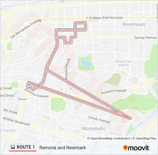 ROUTE 1 Bus Line Map
