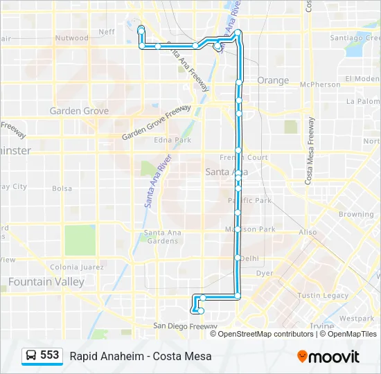553 Bus Line Map