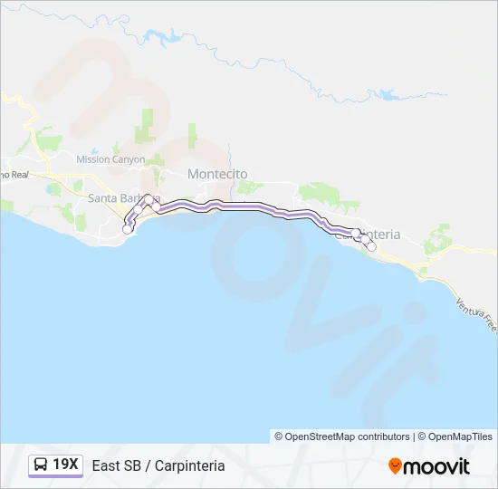 19X Bus Line Map