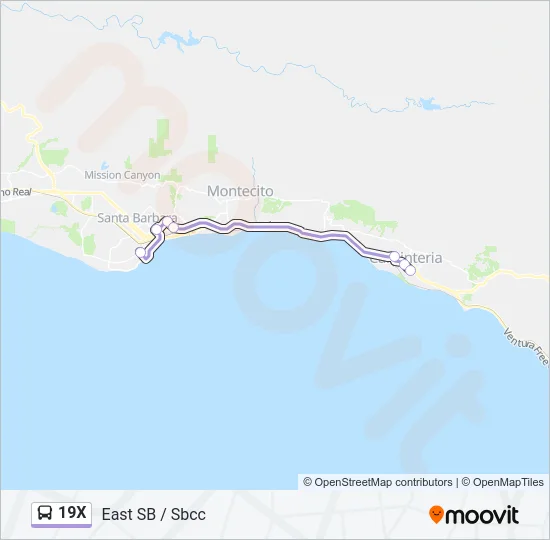 19X Bus Line Map