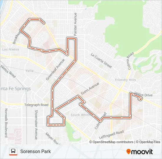 SUNSHINE SHUTTLE ROUTE A Bus Line Map