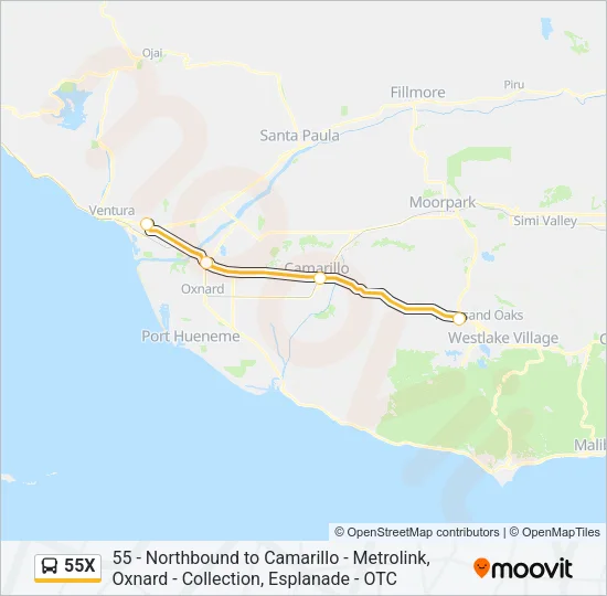 55X Bus Line Map